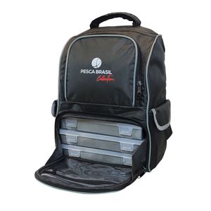 Mochila Pesca Brasil Fishing Bag com 3 estojos incorporados