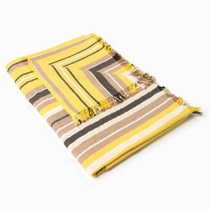 Manta Para Sofá Ouro Preto Artesanal Teares 06A Amarelo 140x140cm
