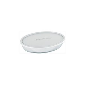 Assadeira Clássica Oval Média com Tampa Plástica Branca 3,2L - Marinex