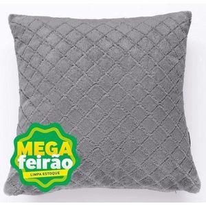 Almofada Plush Matelassada Hedrons Cinza 43x43cm