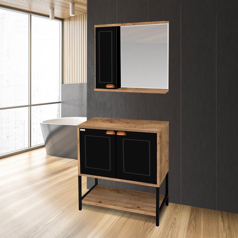CONJUNTO-DE-MOVEIS-PARA-BANHEIRO-FABRIBAM-CRETA-78CM-PES-FERRO-SEM-CUBA-ANTIQUA-E-PRETO
