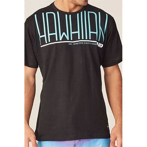 Camiseta BAsica Masculina Estampada Preta 9659A - HD