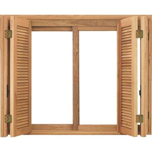 Janela de Madeira Angelim Pantográfica 120x120x13cm Vidro Liso 115B