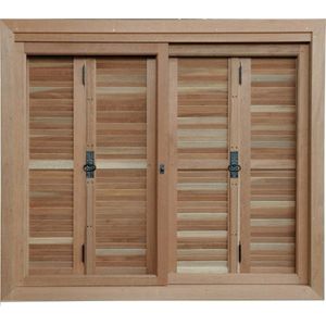 Janela de Madeira Angelim BH 115B Pantográfica 150x120x13cm Vidro Liso