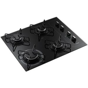 Fogão Cooktop a Gás 4 Bocas Consul CD060AE Mesa de Vidro Acendimento Automático Preto Bivolt
