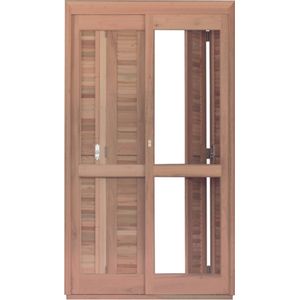 Porta de Madeira Eucalipto Rondosul Correr com Veneziana Pantográfica EWK460 160x213x14cm Vidro Liso