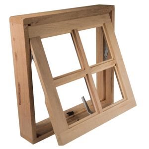 Janela de Madeira Angelim Maxiar BH R1131 50x50x9cm Vidro Quadriculado