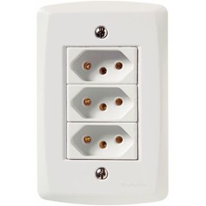 Tomada Tramontina Tripla 10A 250V 2 Polos e 1 Tomada Lux2 57145/076