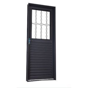 Porta de Ferro Machado Mista Grade Elo com Postigo 50541 85x215x6cm Direita