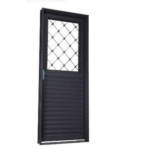 Porta de Ferro Machado Mista Grade xadrez com Postigio 50942 85x215x6cm Esquerda