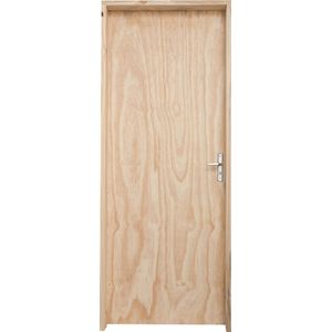 Porta de Madeira Pinus Interna Montada 2577 90x213x14cm Fechadura Cromada Direita