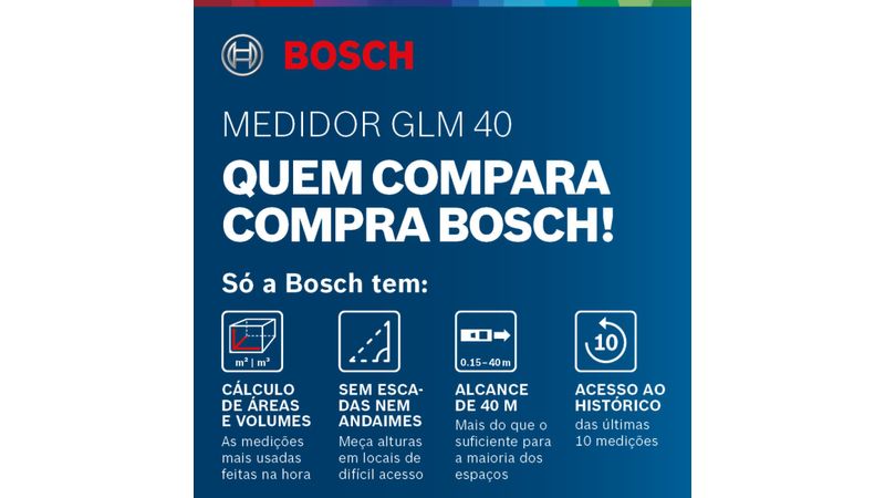 Medidor Láser Bosch Alcance 40m Glm 40 Bosch BOSCH