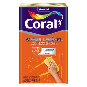 Tinta Acrílica Coral Super Lavavel Branco 18L
