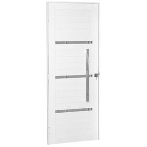 Porta de Alumínio Brasil Lambri 10731 84x215x3,7cm Branco com Puxador Polido Direita