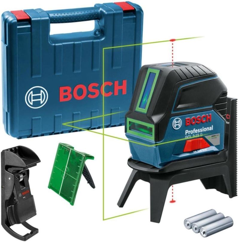NIVEL-A-LASER-VERDE-BOSCH-GCL-2-15-G-15M-COM-PONTOS-DE-PRUMO