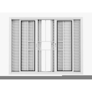 Janela de Alumínio Brasil Veneziana 10006 150x100x8cm Branca 6 Folhas com Grade