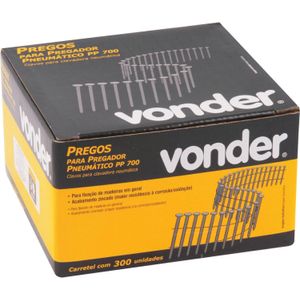 Prego Para Pregador Peneumático Vonder 64mm PP700 Liso Carretel com 300 Peças