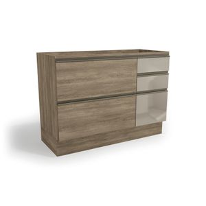 Balcão 1 Porta Kappesberg Maxxi G747-NO 120cm 4 Gavetas Com Vidro Nogal Mad 120X88X52