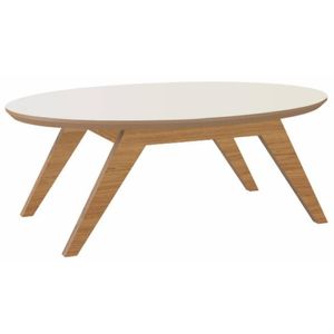 Mesa de Centro Eliptica Dalla Costa Freijó e Off Whithe 90x33x60cm