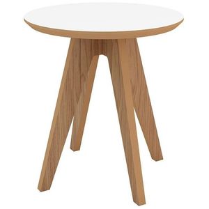 Mesa de Canto Redonda Dalla Costa Freijó e Off Whithe 90x55x50