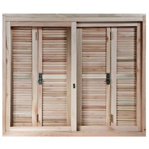 Janela de Madeira Eucalipto Rondosul Veneziana 260 120x120x12cm Vidro Liso