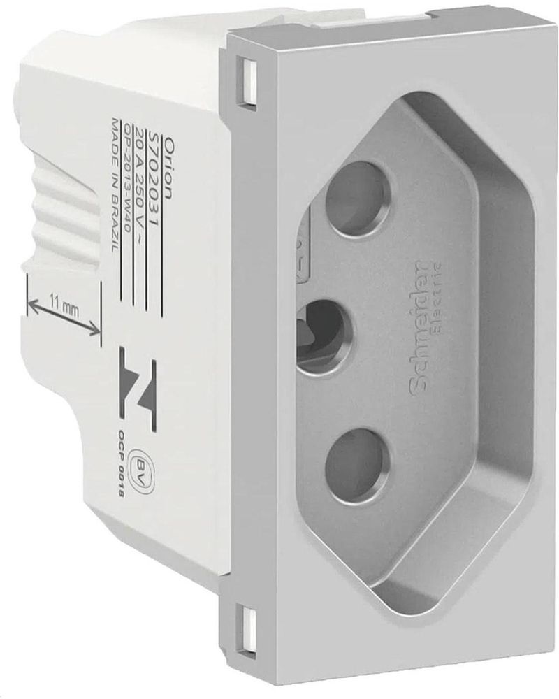 Modulo-Tomada-2-Polos-e-1-Tomada-Orion-Schneider-Eletric-20A-250V-Aluminio