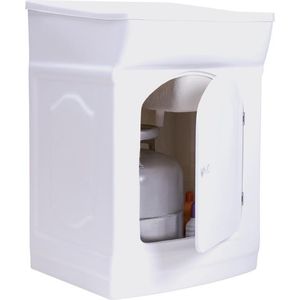Tanque de Lavar Roupa com Gabinete 1 Porta Fibra de Vidro Fiberblue Esfregadeira Lateral Branco 33 Litros