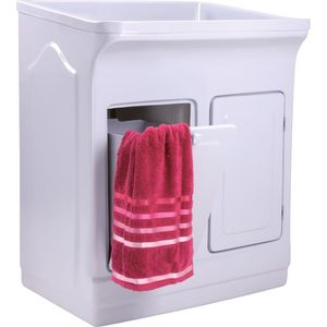 Tanque de Lavar Roupa com Gabinete 2 Portas Fibra de Vidro Fiberblue Esfregadeira Lateral Branco 66 Litros