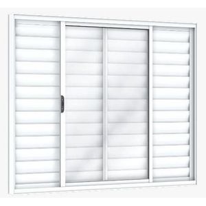 Janela de Alumínio Veneziana Machado 120x100x8cm Branco com Grade 3 Folhas