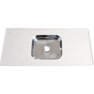 Pia de Cozinha Marmorite 121cm com Cuba Inox 546 Fiberblu Travertino