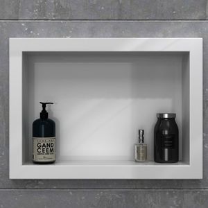Nicho Decorativo Para Banheiro em Mármore Sintético Bosi Medio Branco 45,2x10x33cm