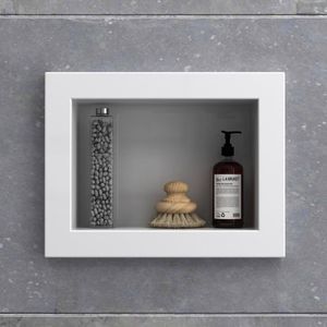 Nicho Decorativo Para Banheiro em Mármore Sintético Bosi Pequeno Branco 30,3x9x22,4cm