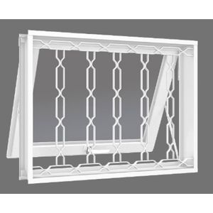 Janela de Aço Machado Maxiar 134599 60X60 Branco Grade Elo Vidro Boreal