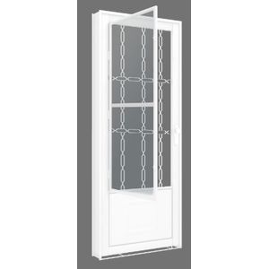 Porta de Aço Machado Postigo 134605 85x215x6cm Direita Branco Vidro Boreal Grade Elo