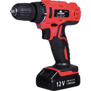 Parafusadeira a Bateria Worker 976024 12V Acompanha Maleta com 1 Carregador 1 Bateria e Kit de Ferramentas 13 Peças