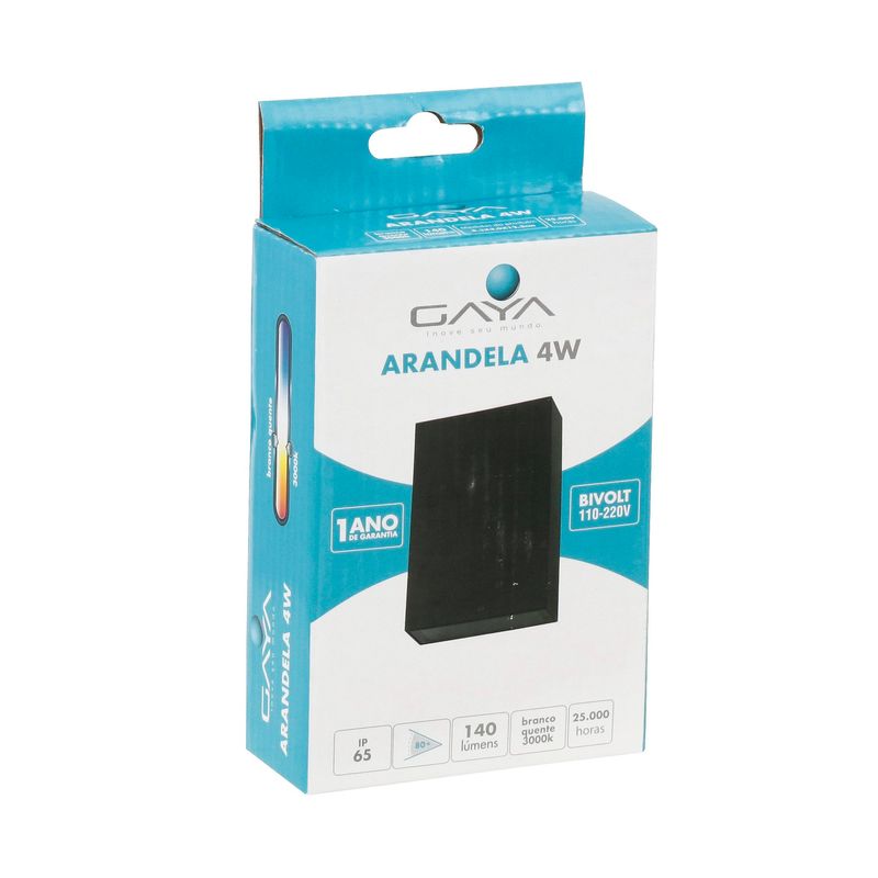 ARANDELA-CUBE-SLIM-RETANGULAR-4W-3000K-ALUMINIO-GAYA-9683-PRETO-BIVOLT