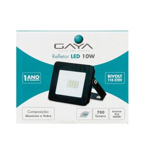 Refletor LED Slim Retangular 10W 6000K Alumínio e Vidro Temperado Gaya 9514 Preto Bivolt