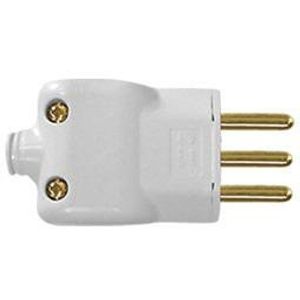Plug Macho Ilumi Prensa Cabo 2 Polos e 1 Tomada 20A 250V Branco