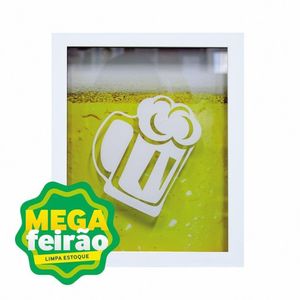 Quadro Porta Tampinhas Kapos Caneca Branco 22x27x3cm