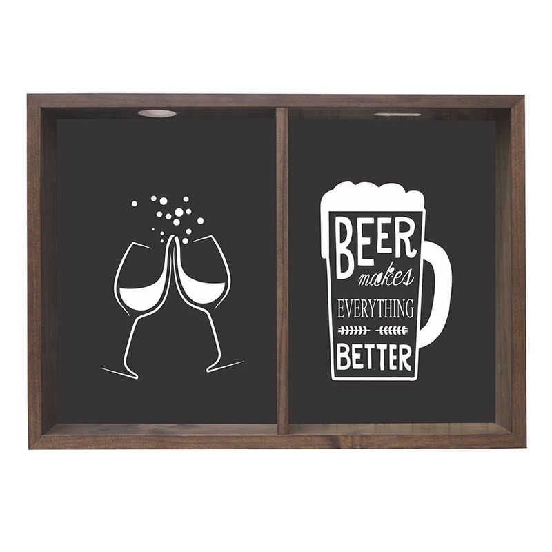 QUADRO-COM-VIDRO-DUPLO-KAPOS-PORTA-TAMPINHAS-E-CERVEJA-BEER-MAKES-32X42X4CM