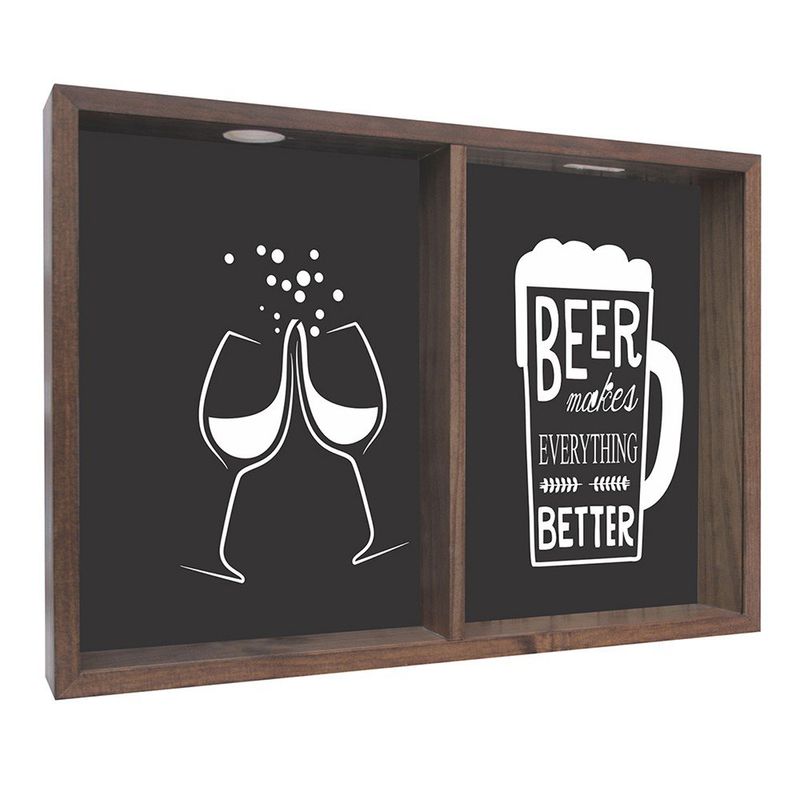 QUADRO-COM-VIDRO-DUPLO-KAPOS-PORTA-TAMPINHAS-E-CERVEJA-BEER-MAKES-32X42X4CM