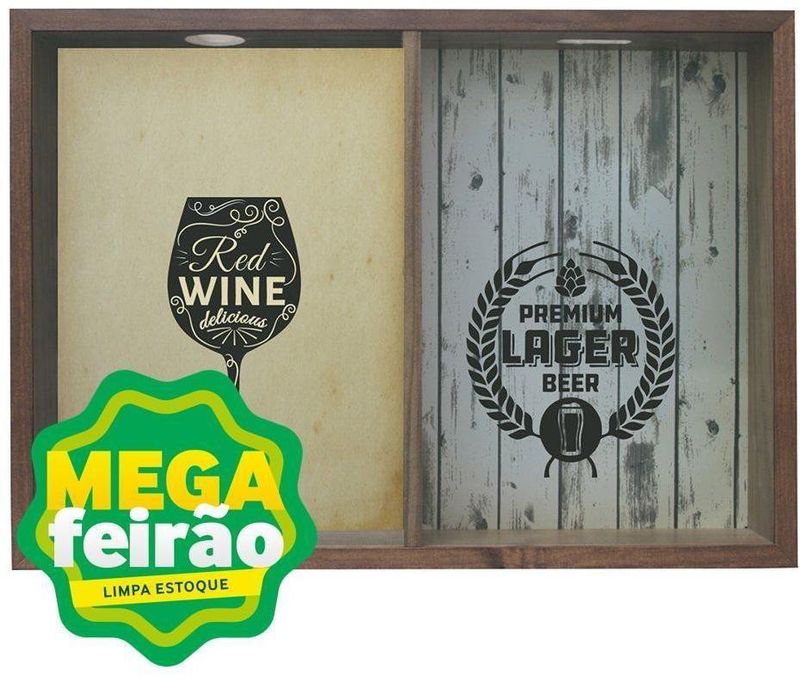 QUADRO-COM-VIDRO-DUPLO-KAPOS-PORTA-TAMPINHAS-E-CERVEJA-RED-WINE-32X42X4CM