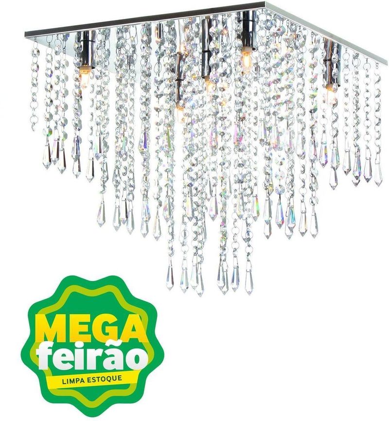 Plafon-5-Lampadas-Lisalia-Quadrado-G9-60W-Aluminio-e-Vidro-Auremar-791-5-Cristal-Bivolt