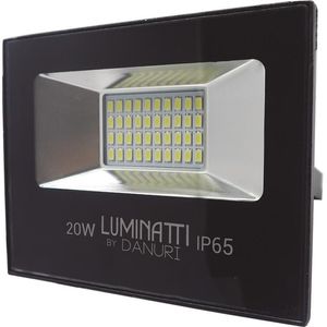 Projetor Led Multilight Retangular 20W 6000K Alumínio Vidro E Polimeros Sinteticos Luminatti Lm244 Preto Bivolt