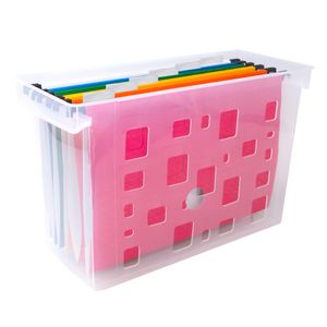 Caixa Organizadora Arquivo Cristal Com 6 Pastas Suspensas Coloridas Dello