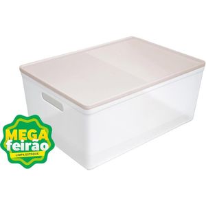 Caixa Organizadora Dello Grande Com Tampa Cristal e Rosa