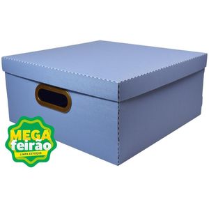 Caixa Organizadora Dello Linho Grande Azul Claro 35x35x16cm