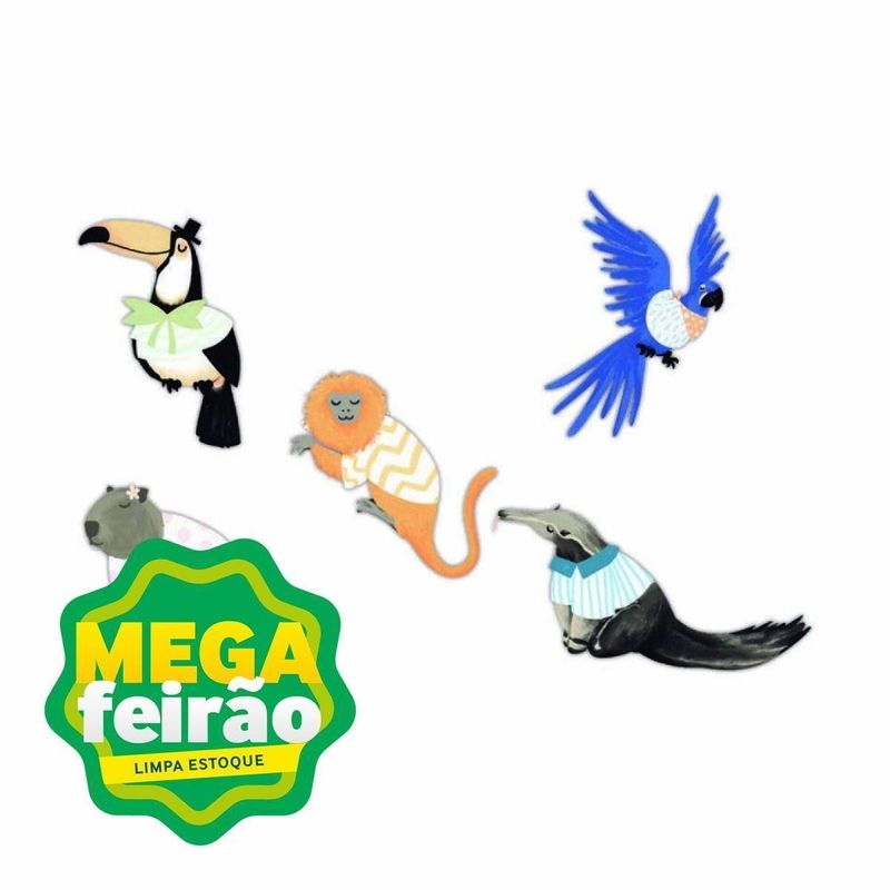 Adesivo-de-Parede-Sticker-Bobinex-Bichinhos-Do-Brasil-Azul-e-Laranja