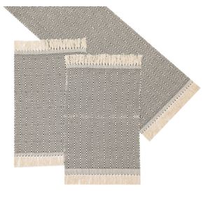 Trilho de Mesa Retangular Diamante Artesanal Teares Preto 47x70cm