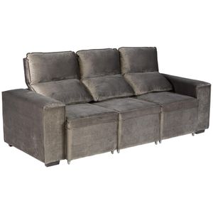 Sofá 3 Lugares Retrátil e Reclinável Stone Berflex Cinza 222cm